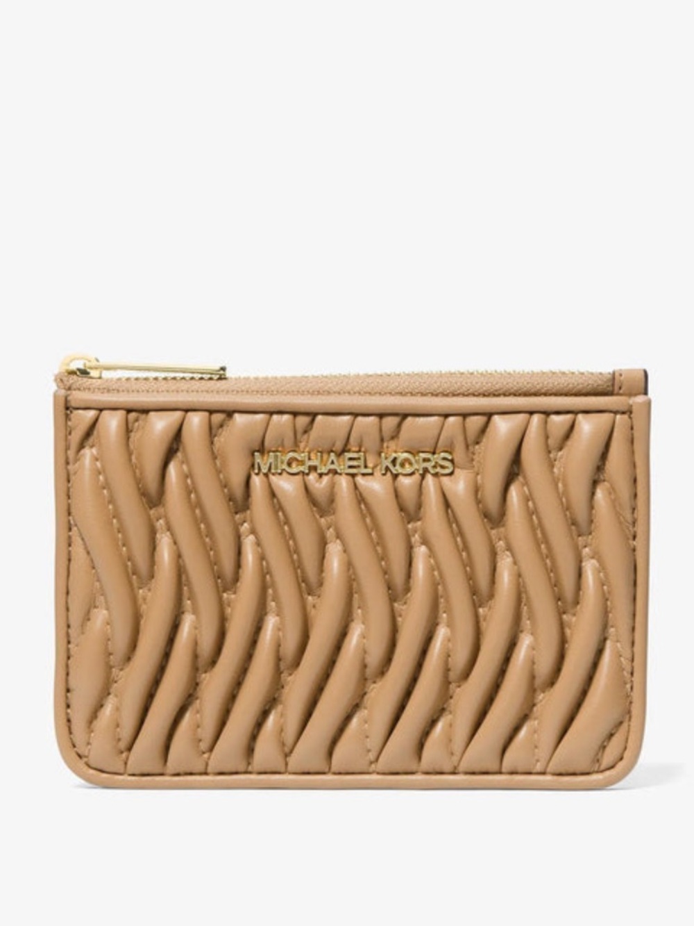 Michael Kors Jet Set Travel Small Matelassé Coin Pouch in Camel NWT